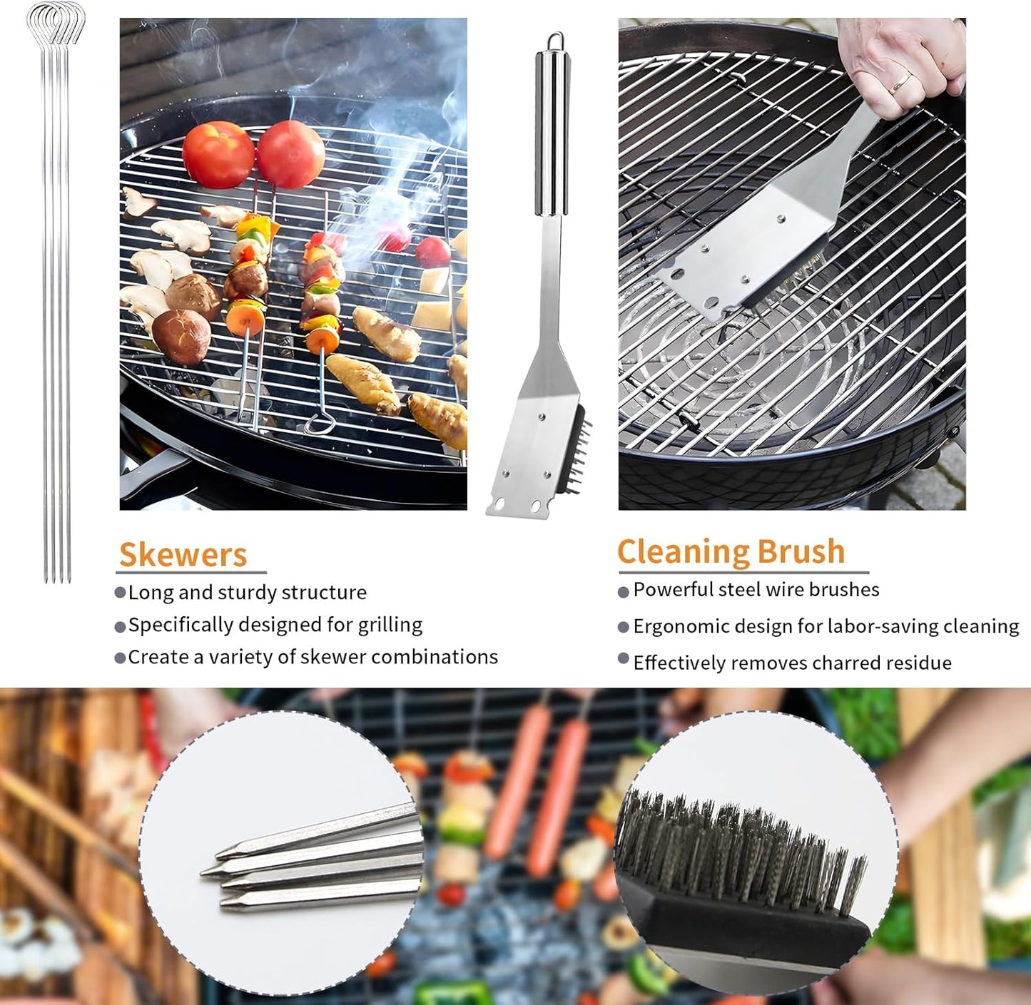 11Pcs Stainless Steel BBQ Grilling Accessories Set, Dad Gifts for Fathers Day Grilling Gifts,Portable Practical Grill Tools Utensils Kit with Storage Bag for Outdoor Grill Camping Backyard