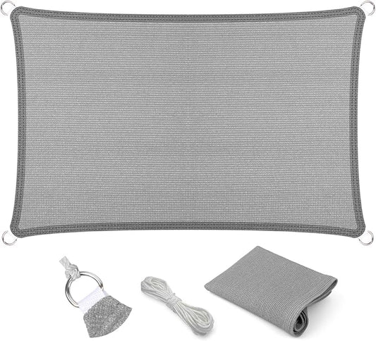 Eden's Decor Straight Flat-Edged Sun Shade Sail Rectangular 4' x 20' Grey UV-Blocking Outdoor Canopy Fabric Cloth Awning for Pergola Patio Garden Backyard Custom Size