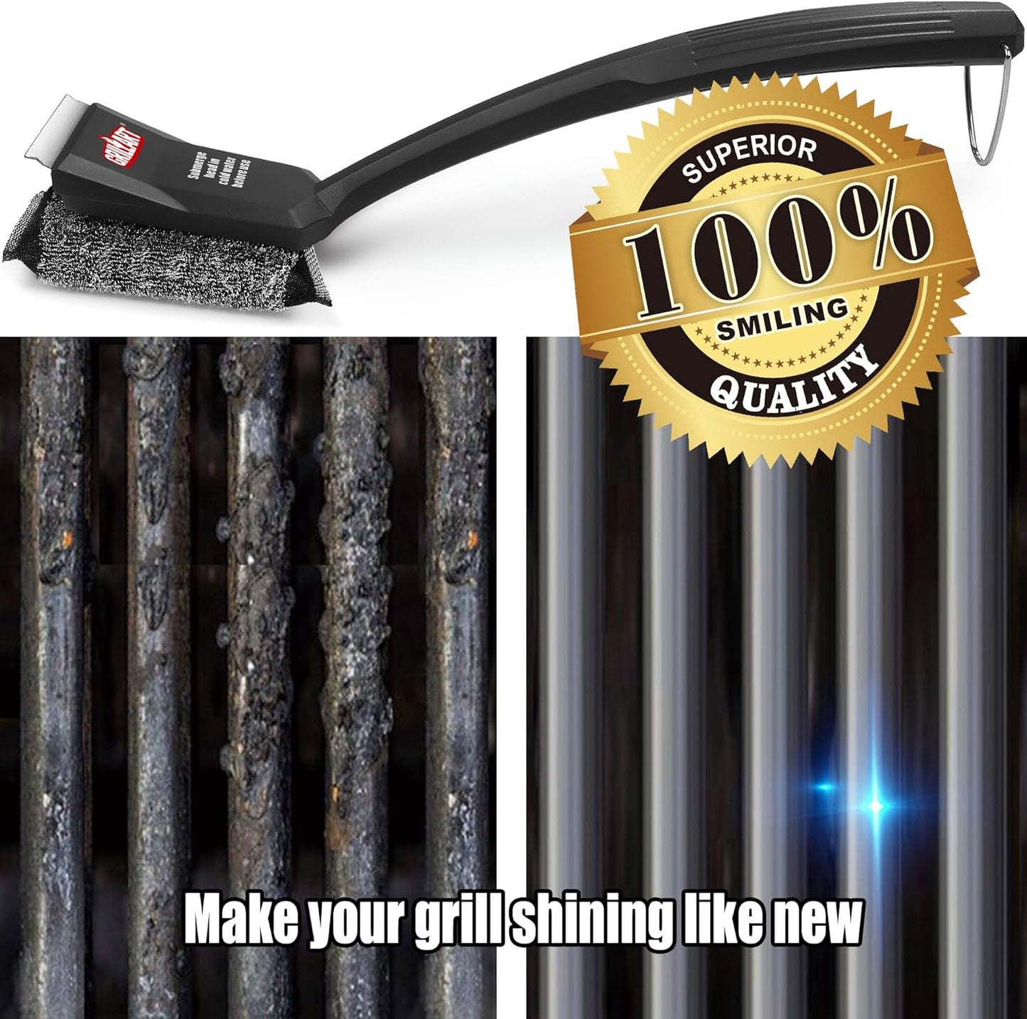 GRILLART SteamWizards Grill Brush Bristle Free, Safe BBQ Grill Brush for Outdoor Grill, Flat Top Grill Cleaner with Replaceable Head, Suitable for All Grates, Griddle Accessories, Dishwasher Safe