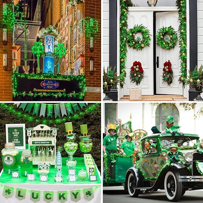 JMEXSUSS 4 Pack Green Solar Christmas Lights, Total 400 LED 132FT Solar String Lights Outdoor Waterproof, 8 Modes Copper Wire Solar Fairy Lights for Patio Garden Yard Tree Christmas Decor