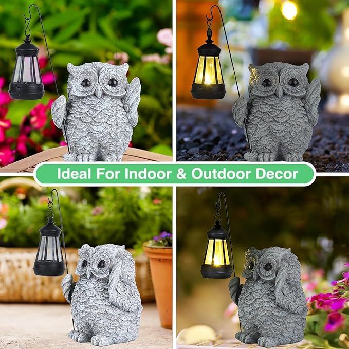 Owl Garden Decor,Owl Solar Lights Outdoor Garden,Solar owl Garden Decor,Outdoor Solar Lights for Yard Decorations,Solar Decorations for Outside,-Unique Housewarming Gifts