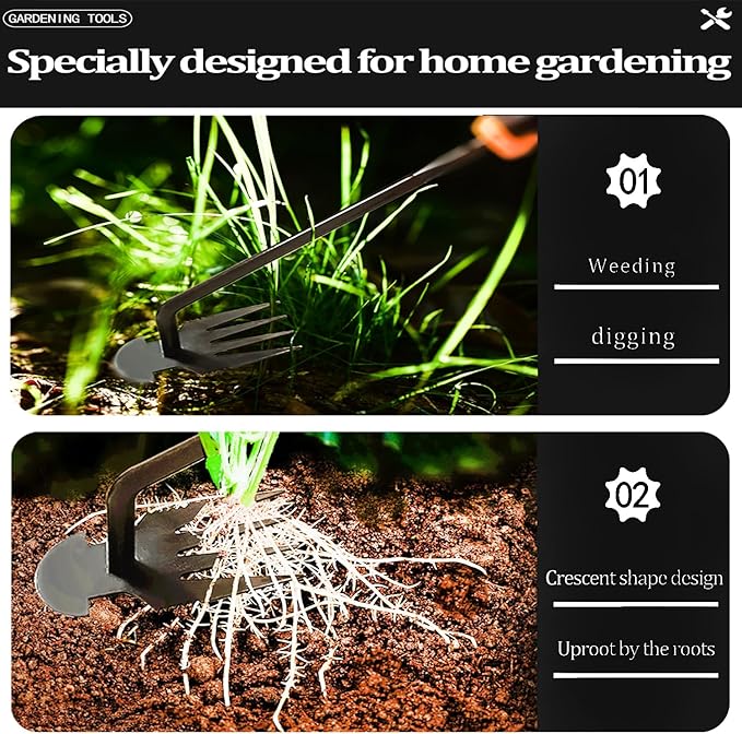 Weed Puller Tool-Weeding Artifact Uprooting Weeding Tool | 2024 Enhanced Weed Remover tool | 4-Tine Stainless Steel Weeder Tool,Multi Function Garden Tools fro Efficient Weed Extraction (1, upgrade)