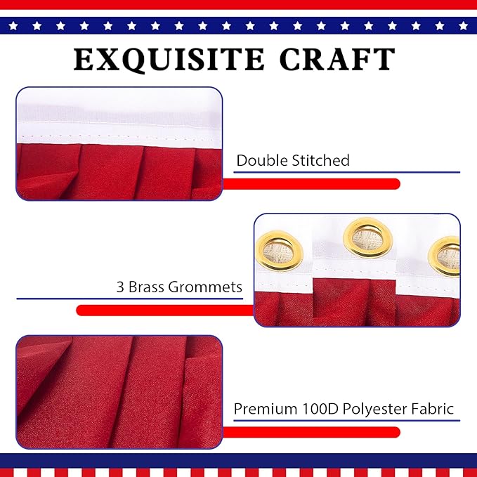 2x4 Ft American Bunting Flags Outdoor, USA Pleated Fan Flag for Outside, 4th of July Decorations Memorial Day Patriotic Flags Bunting Outdoor Indoor Decor (Set of 8)