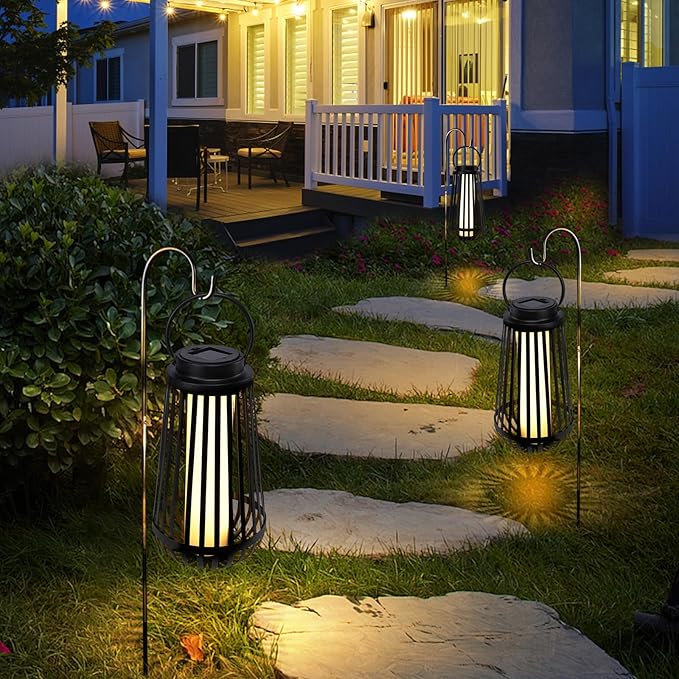 Afirst Solar Lanterns Outdoor, Hanging Solar Lights Waterproof Hollow Out Decorative LED Lanterns for Yard, Patio, Lawn, Tabletop, Pathway, Landscape, Garden Decor Gifts