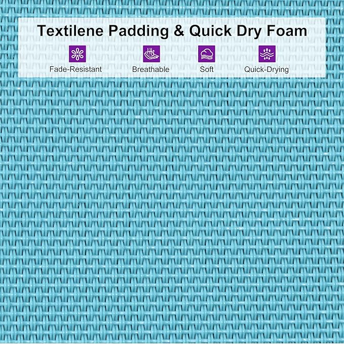 PURPLE LEAF Outdoor Chaise Lounge Adjustable Sunbathing Recliner with Armrest Blue 2 Sets