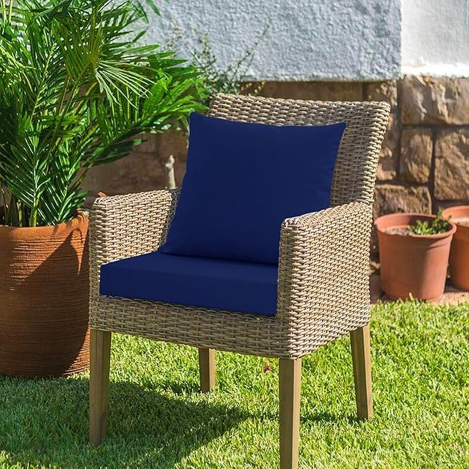 24x24 Inch Outdoor Cushions for Patio Furniture, Waterproof Outdoor Chair Cushions w/Fade-Resistant, Removable & Machine-Washable Cover, Deep Seat Sofa/Couch Pad Replacement – Set of 1/2/4, Navy Blue