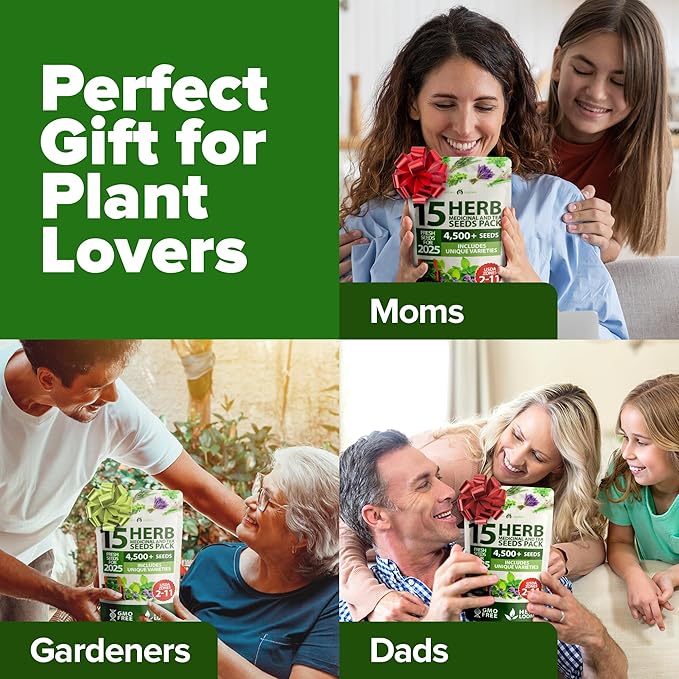 HOME GROWN 15 Herb Seeds for Planting 4,500+ Non-GMO Heirloom Seeds | Extra Large Variety Pack Herb Kit – Indoor Outdoor & Hydroponic | Culinary Seed Set | Grow Your Own Herbs | Gardening Gift