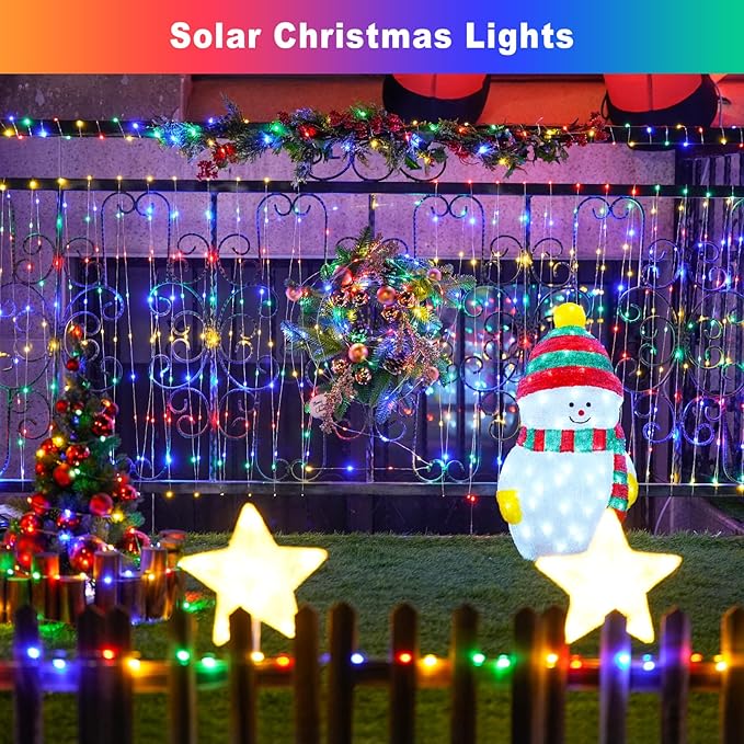 JMEXSUSS 4 Pack Solar Fairy Lights Outdoor, Each 66ft 200 LED Multicolor Fairy Lights Solar Powered 8 Modes, Copper Wire Mini Solar String Lights for Tree Garden Patio Party Christmas Decorations