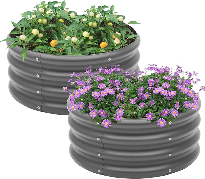 2-Pack 2x1ft Galvanized Raised Garden Bed, Outdoor Planter Bed, Metal Planter Box for Gardening and Planting