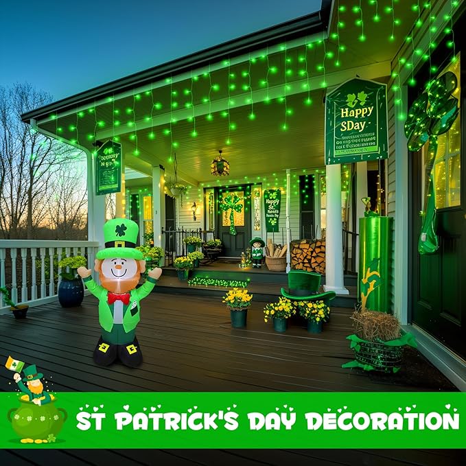 JMEXSUSS 400 LED 38.8F Green Icicle Lights for St Patricks Day Decorations, Green Christmas Lights Indoor Outdoor, Green String Icicle Lights for House Fireplace Party Yard Decoration