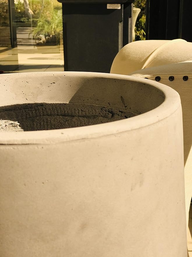 Kante 11.6" Dia Round Concrete Planter, Outdoor Indoor Large Plant Pots Containers with Drainage Hole and Rubber Plug for Home Garden Patio, Natural Concrete