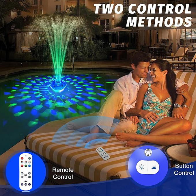 Floating Pool Fountain with Remote, Whale Pool Fountain with Lights, Rechargeable Pool Water Fountain, Above Ground Pool Fountain Waterfall, Swimming Pool Fountains for Inground Pool-1PC