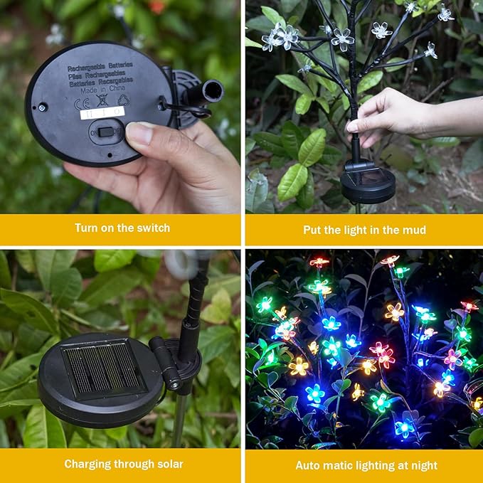 Solar Garden Lights Garden Decor, Solar Flowers Outdoor Decorative,2Pack 40LED Fairy Lights Outdoor Garden Waterproof for Outside Yard,Lawn,Patio,Pathway Decorations Gardening Gifts