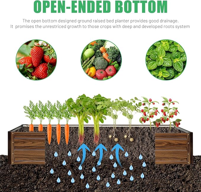 SnugNiture 2 Pcs 8x4x1FT Raised Garden Bed Galvanized Planter Garden Boxes Outdoor, Deep Root Planter Raised Bed for Vegetables Flowers Herbs,Brown