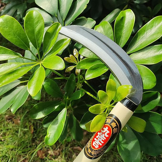 Japanese Weeding Sickle Garden Tool - Garden Hand Weeder Sickle Tool,Scythe Tool for Gardening,Manual Grass Sickle Carbon Steel Blade Cutter Gardening Quick Work (Weeding Sickle)