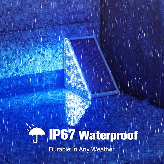 VOLISUN Solar Stair Lights 12 Pack, Solar Step Lights Outdoor Waterproof IP67, LED Outdoor Step Light,Outdoor Light Decor for Garden Stair, Deck, Front Step and Front Porch（Blue Lighting）