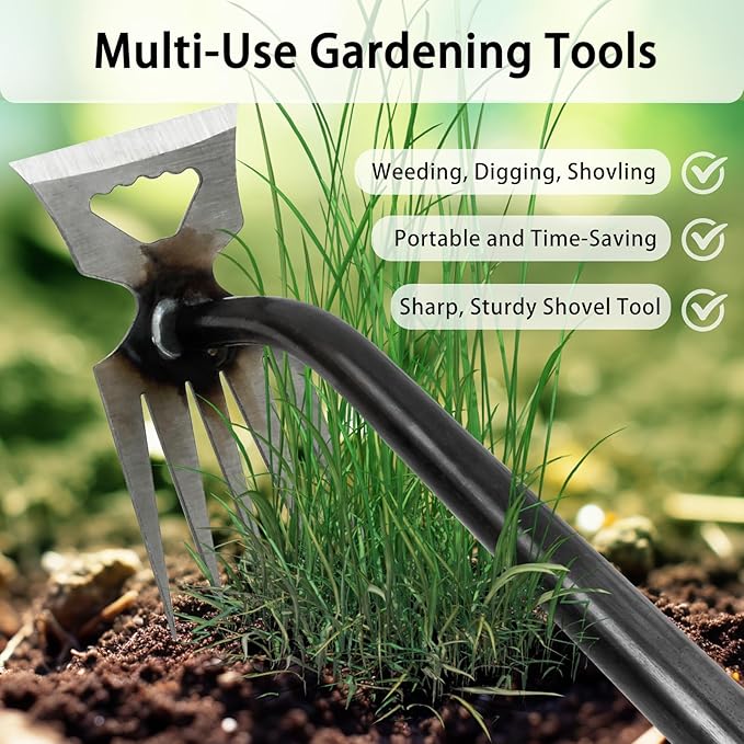 Weed Puller Tool, Time-Saving Garden Tools, Upgraded Hadfield Steel Weeding Tool Multifunctional Weeder, Dandelion Weed Puller Tool Gardening Tools for Yard, 11 Teeth