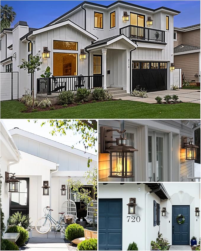 VIANIS Motion Lights for Outside, 2 Pack Dusk to Dawn Exterior Lighting Fixtures, Bronze Front Porch Light Lantern, Waterproof Outside Lights for House, Porch, Entryway, Oil Rubbed Bronze, Anti-Rust