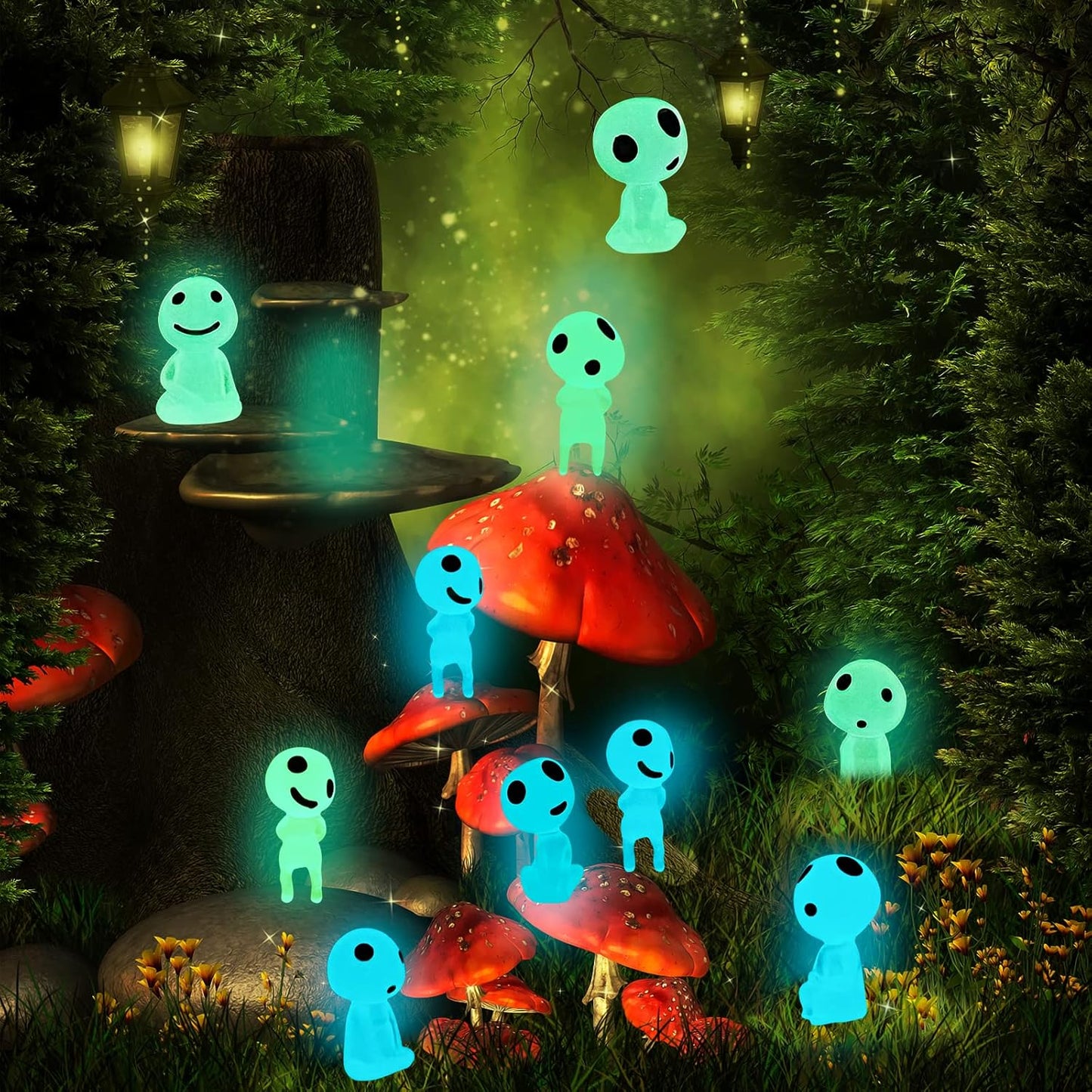 CCINEE 20Pcs Glow in Dark Tree Elves Fairy Luminous Ghost Micro Landscape Accessories Miniature Tree Elves Decoration for Garden Landscape Aquarium Dollhouse Potted Plants Decoration
