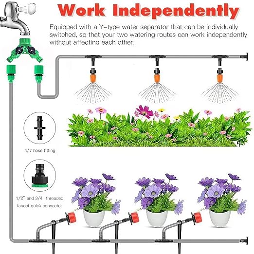 98.5FT Drip Irrigation System Kit, 149 Pack Automatic Irrigation System, Greenhouse Micro Drip Irrigation Kit for Garden Greenhouse, Flower Bed,Patio,Lawn