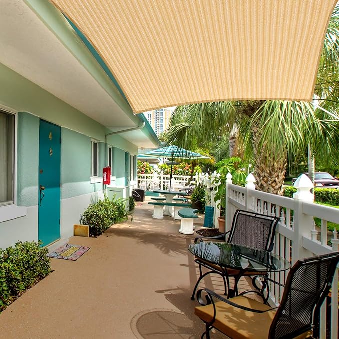 Eden's Decor Straight Flat-Edged Sun Shade Sail Rectangular 13' x 21' Beige UV-Blocking Outdoor Canopy Fabric Cloth Awning for Pergola Patio Garden Backyard Custom Size