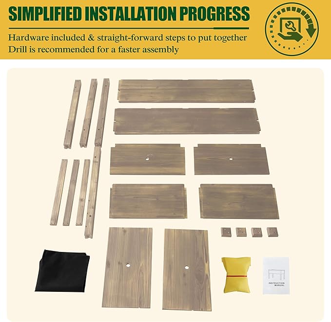 MUPATER 4'x2' Raised Garden Bed, Elevated Planter Box with Drainage Holes for Herbs and Vegetables, Raised Garden Bed with Four Legs for Garden, Patio and Greenhouse, Brown