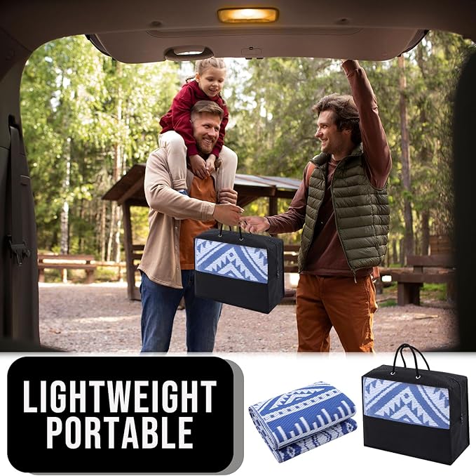 OLANLY Outdoor Rug Waterproof 5x8 ft, Reversible Outdoor Plastic Straw Rug, Boho Patio Rug, Indoor Outdoor Carpet, RV Mat Outside for Patio, Camp, Picnic, Balcony, Deck, Backyard, Blue & White