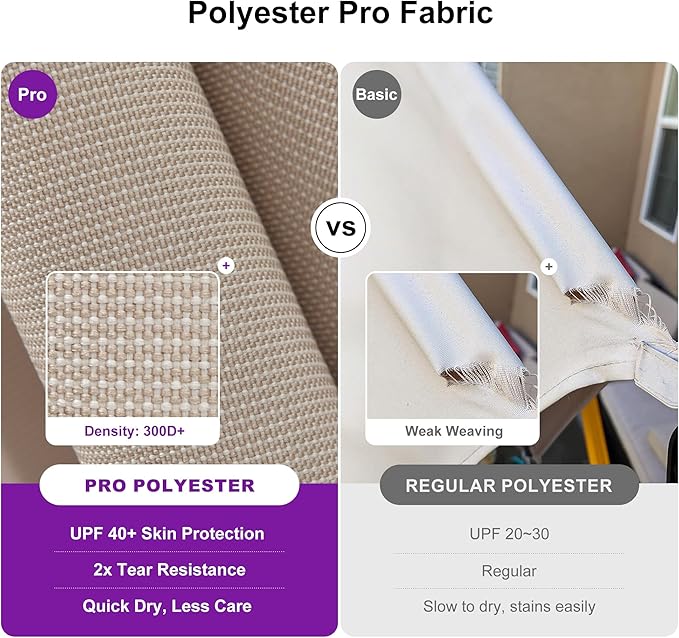 PURPLE LEAF 10 FT Cantilever Patio Umbrella Outdoor Aluminum Offset Square Umbrella with 3 Years Fade Resistance Recycled Fabric and 360-degree Rotation for Deck Pool Garden, Sand Dune