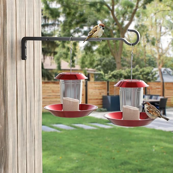 15 Inch 2 Black Pack Heavy Duty Outdoor Plant Hangers for Hanging Baskets, Iron Hanging Plant Brackets for Hanging Plants Outside, Metal Plant Hooks Plant Wall Hooks for Hanging Lantern, Bird Feeder