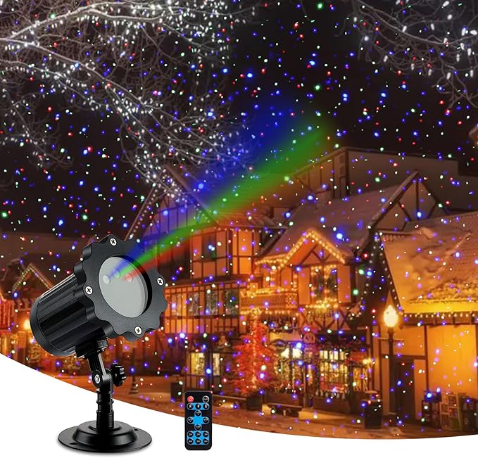 Christmas Laser Light Projector, 3 Color RGB Outdoor Light With RF Remote & Timer, Waterproof Holiday Decor for Home, Party, Garden
