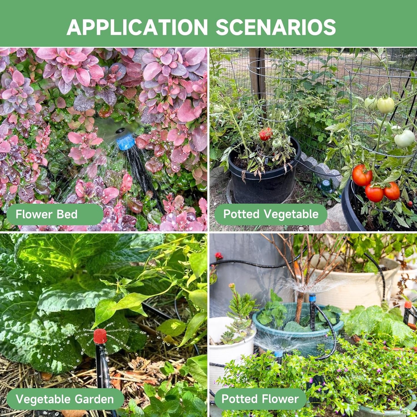 240FT Drip Irrigation System Kit, Automatic Garden Watering System for Plant, Greenhouse, Yard, Lawn, with 1/2 inch 1/4 inch Irrigation Tubing Hose and Accessories