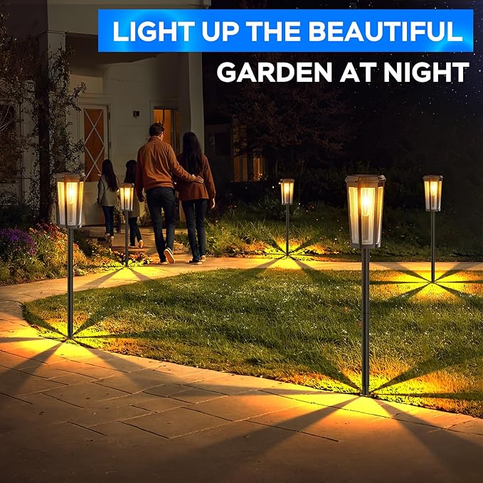 Solar Lights Outdoor 8 Pack Solar Garden Light for Patio IP65 Waterproof Bright Pathway Lights Outdoor Solars Powered Landscape Lighting for Yard Patio Walkway Driveway Pathway (Warm Light)