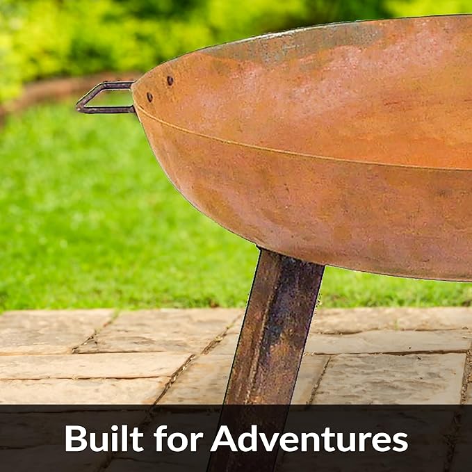 Sunnydaze 30-Inch Cast Iron Heavy-Duty Fire Pit for Outside - Wood-Burning Outdoor Fire Pit Bowl with Handles - Oxidized Finish