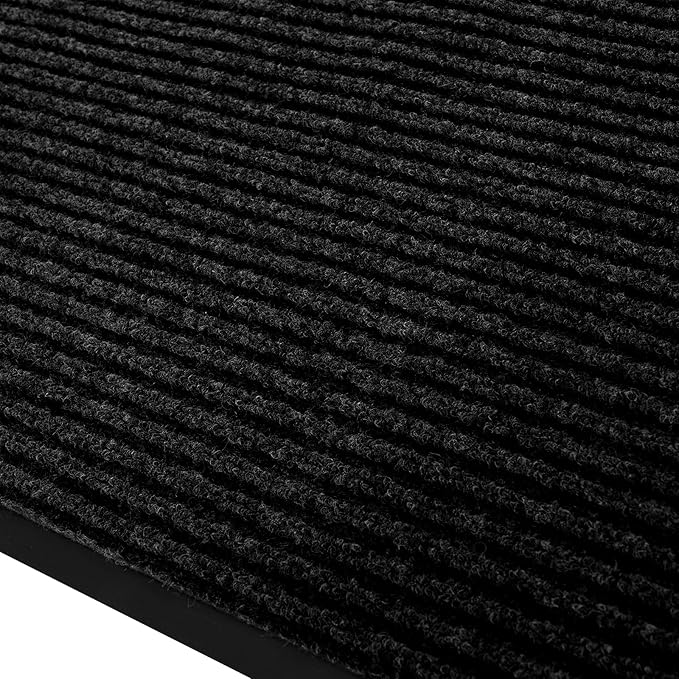 fani Heavy Duty Large Outdoor Indoor Entrance Black Doormat Waterproof Low Profile Entrance Rug Front Door Mat Patio Anti-Skid Rubber Back, 48x72 inch (Black)
