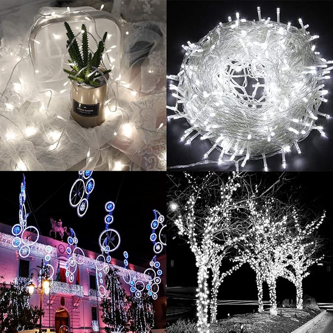 Decute 800 LED 272FT Christmas String Lights 8 Modes with Timer Function, Waterproof Twinkle Fairy Lights for Christmas Tree Party Wedding Yard Garden Outdoor Indoor Decorations, Cool White