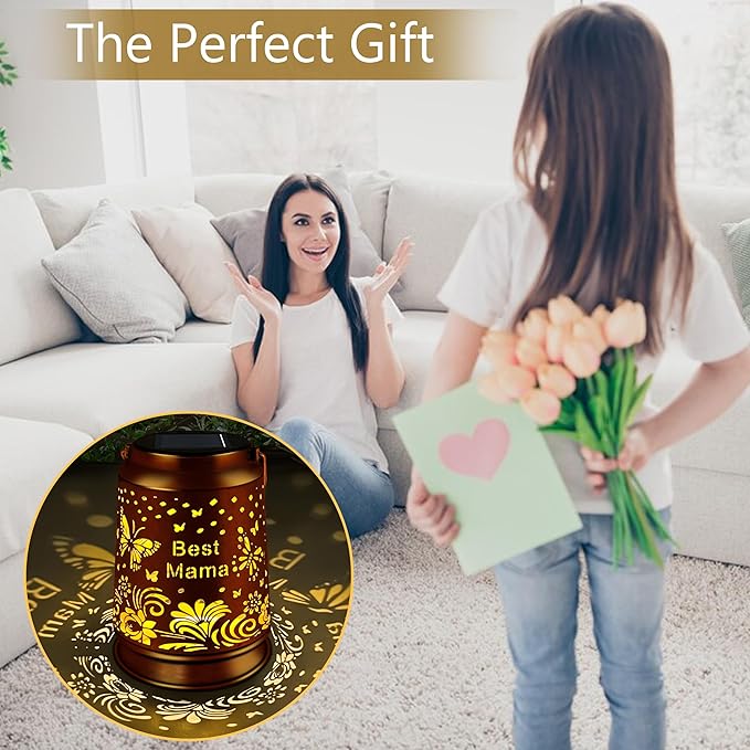 KY&BOSAM Solar Lanterns Outdoor Waterproof Butterfly Garden Decor Hanging Solar Lights Outdoor Gifts for Women Mom Grandma Metal Decorative LED Lanterns for Yard, Patio,Backyard,Porch,Pathway Decor