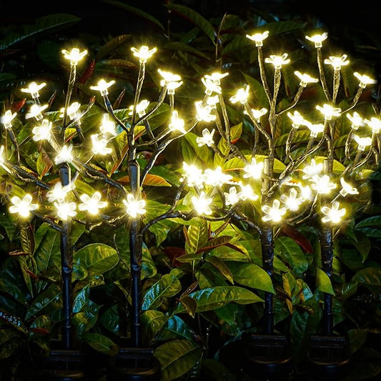 Solar Garden Lights Decorative, Solar Outdoor Lights Waterproof 4Pack, 80Led Solar Flowers Garden Decor, Outdoor Solar Lights for Yard,Pathway,Lawn,Solar Garden Decorations