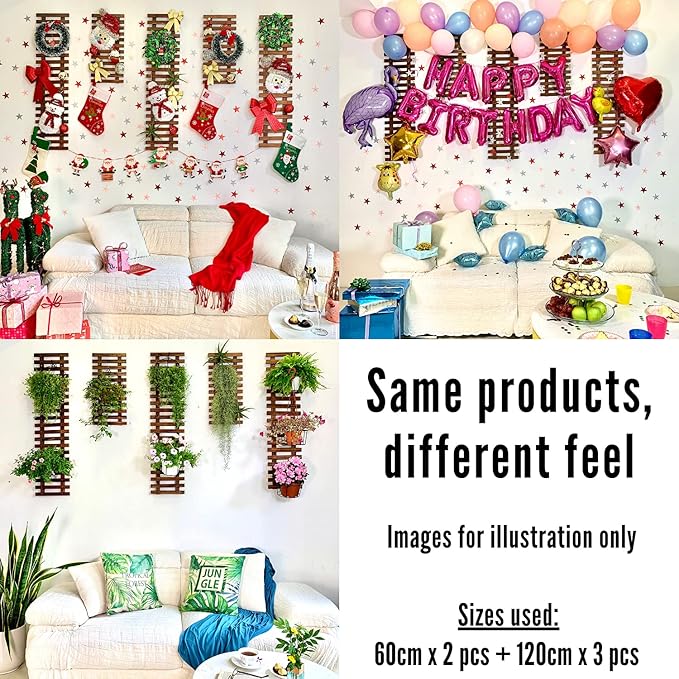 ShopLaLa Wall Planter - Wooden Hanging Planter for Indoor Plants, Plant Stand, Air Plant Succulent Holder, Vertical Garden. Large Wall Decor for Living Room, Room Decor for Teens, 60cm (23.6")