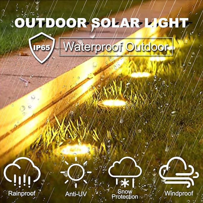 Solar Ground Lights-Waterproof Solar Lights Outdoor Garden- Solar Disk Lights-Upgraded 16LED Bright in-Ground Lights-Landscape Lights for Pathway, Yard, Lawn, Patio, Walkway (12 Pack White Light)