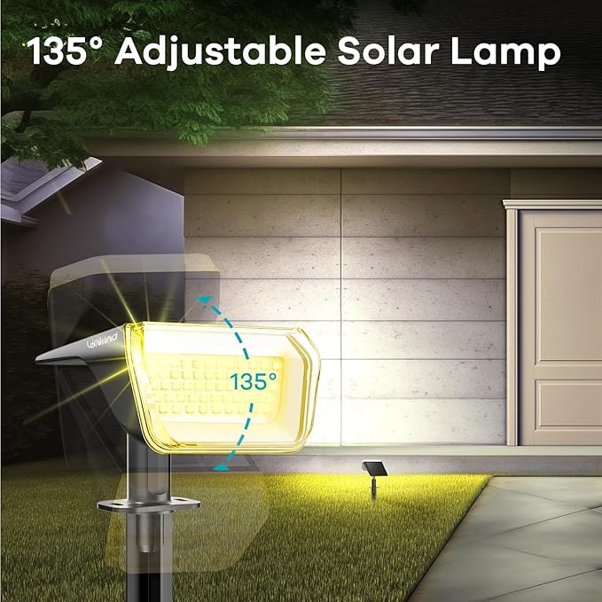 Linkind Solar Spot Lights Outdoor, 60 LEDs Solar Landscape Lights with 30% Conversion Rate and Waterproof IP67, Ideal for Outside, Garden, Yard, Pathway (4 Pack, Warm White)