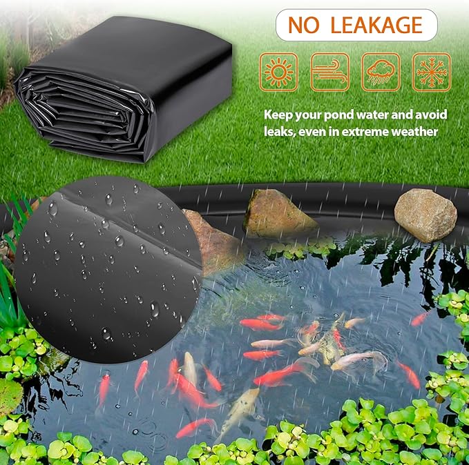 Pond Liners 20 x 20 Feet, Easy Cutting LDPE Pond Liner 20 Mil, High Preformed Koi Pond Liner for Ponds, Streams, Fountains and Garden Waterfall