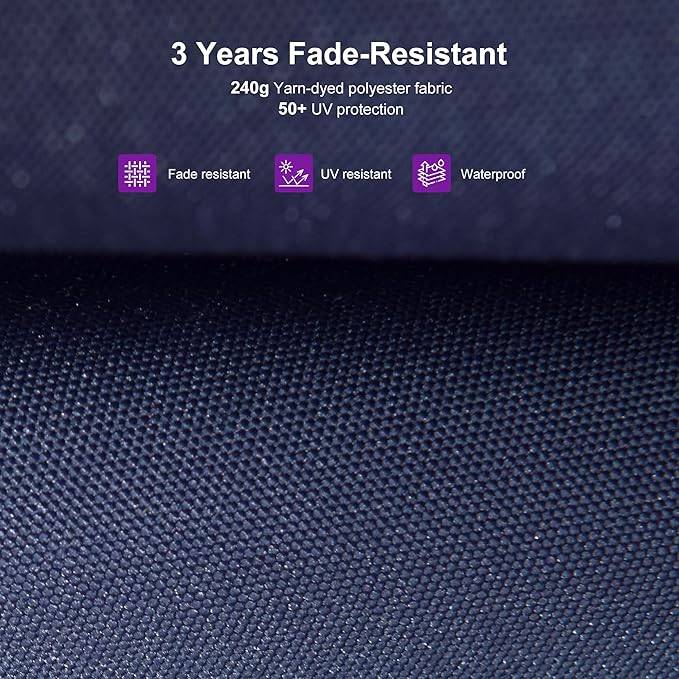 PURPLE LEAF 10' X 13' Patio Cantilever Umbrella Rectangle Umbrella Outdoor with Aluminum Offset Hanging and 360° Rotation for Pool Garden Deck Patio, Navy Blue