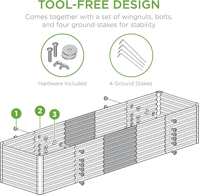 Best Choice Products 8x2x2ft Outdoor Metal Raised Garden Bed, Rectangular Deep Root Planter Box for Vegetables, Flowers, Herbs, and Succulents w/ 239 Gallon Capacity - Wood Grain