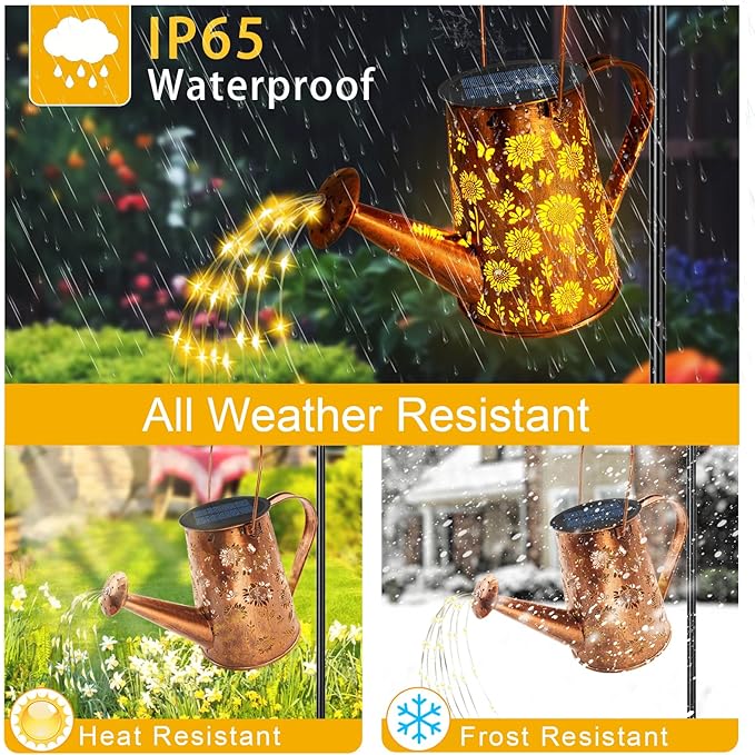 Solar Watering Can Lights, Sunflower Mother's Day Gifts for Women Mom Grandma Birthday, Large Hanging Solar Lantern Waterproof Outdoor Garden Decorations for Yard Porch Landscape Patio Pathway