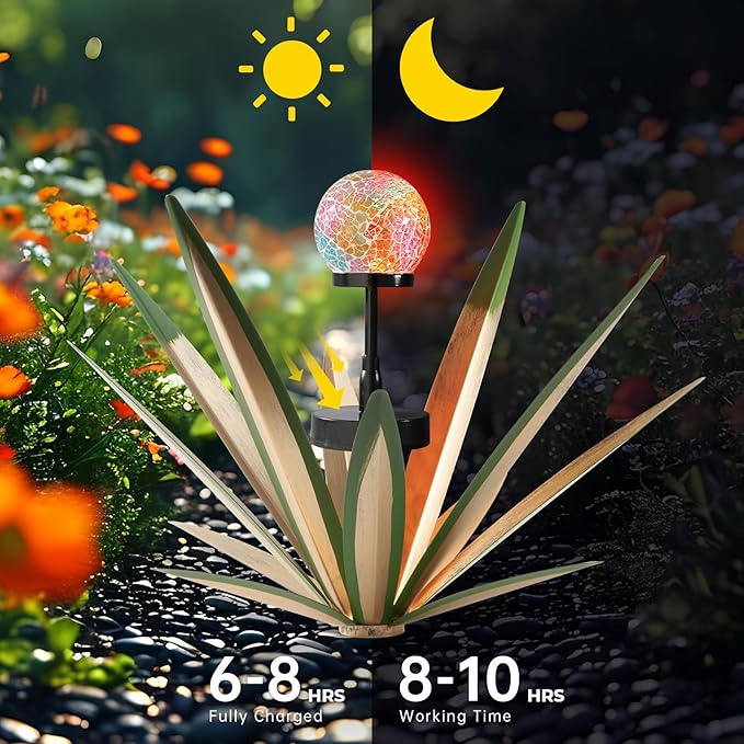 Tequila Rustic Sculpture Metal Yard Decor Hand Painted Metal Agave Garden Statue Green 2PCS