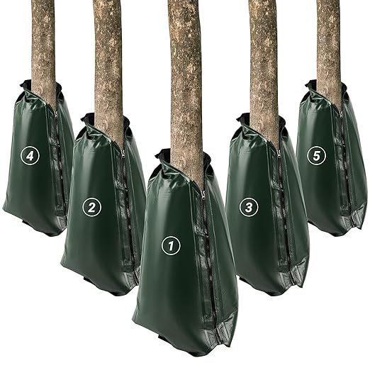 Tree Watering Bags 20 Gallon, Slow Release Gator Bags for Trees, Durable PVC Tree Drip Irrigation Bags with Heavy Duty Zipper, Deep Root Targeting - 5 Pack