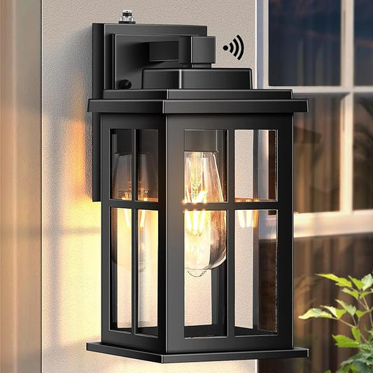 Outdoor Wall Lights Dusk to Dawn, Black Lights for House, Waterproof Exterior Lighting Fixtures, Outdoor Light Fixture with Tempered Glass for House, Porch, Garage, Doorway
