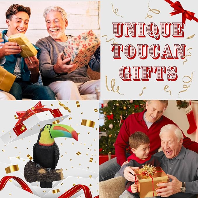 Toucan Tree Hugger Tree Decor Hanging Garden Statue 11.4 Inches High Multicolor Resin Tropical Animal Lawn Exotic Bird Sculpture Tree Decoration for Lawn Porch Yard Patio (Style3)