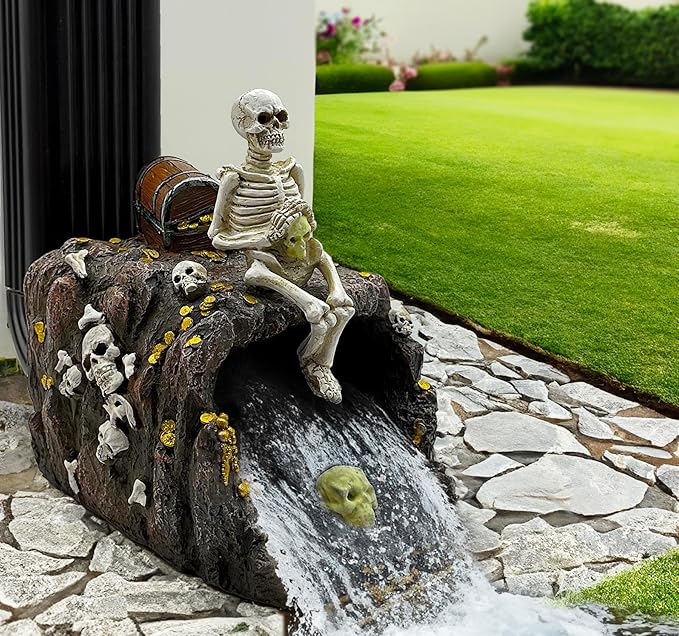Luminous Skeleton Sculpture Gutter Downspout Extender,Garden Statue Ornament,Decor Downspout Diverter,Perfect Rain Diverter for 3"x4" Downspouts, Eco-Friendly Resin,Perfect Outdoor Decor Gift