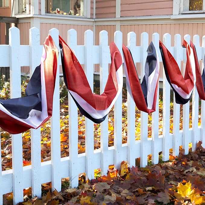 EBaokuup 2 Pack 20x2 Ft American Flag Bunting-4th of July Banner Decor Red, White & Blue Stripe Flag-Large Patriotic Bunting US Flag Decorations for Independence Day Outdoor Porch Garden